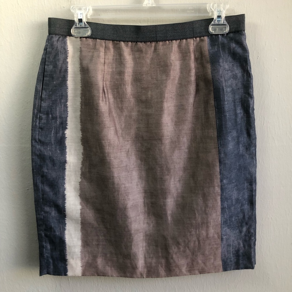 Ann Taylor LOFT pencil skirt 4 blue cream brown.